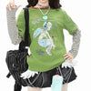 Sweet Autumn Fake Two Piece Cartoon Illustrated T-Shirt