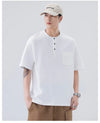 Neck Henley Heavyweight Versatile T-Shirt