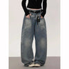 Sleek 2000s Japanese Relaxed Blue Stitched Denim