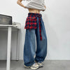 Classic Sleek Plaid Printed Relaxed Denim