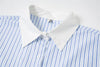 Stitch-Accent Stripe Long Sleeve Top