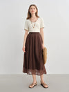 Hand-Stitched Lace Contrast Color Short T-Shirt