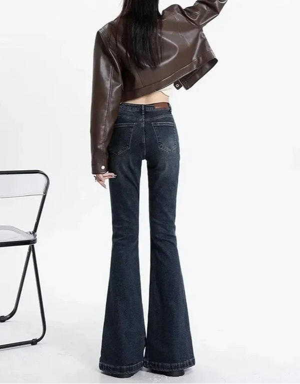 Women Classic High Waisted Bell Denim alternatif görünüm