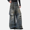 Durable Torn Fake Two Piece Bell Leg Denim