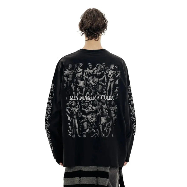 Large-Scale Graphic Oversized Long Top alternatif görünüm