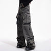2000s Dark Japanese Style Bell Leg Utility Denim