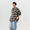 Dual-Tone Plaid Cotton Long Street Top