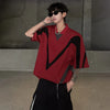 Vibrant Color Contrast Relaxed V-Neck T-Shirt