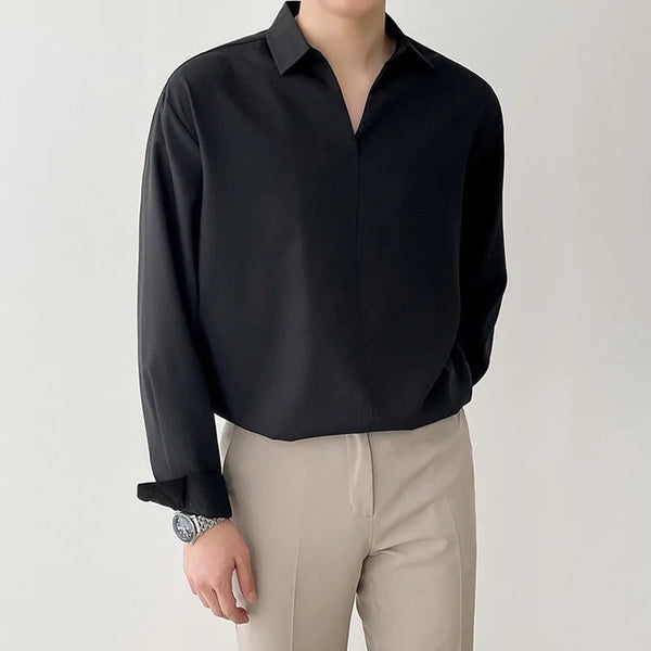 V-Neck Slim Luxury K-Cool Long Shirt alternatif görünüm