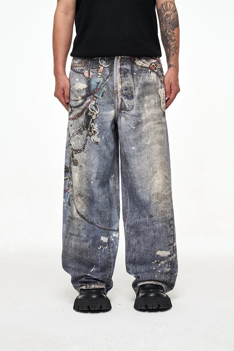 Elevated Luxury Easy Cut Digital Graphic Denim