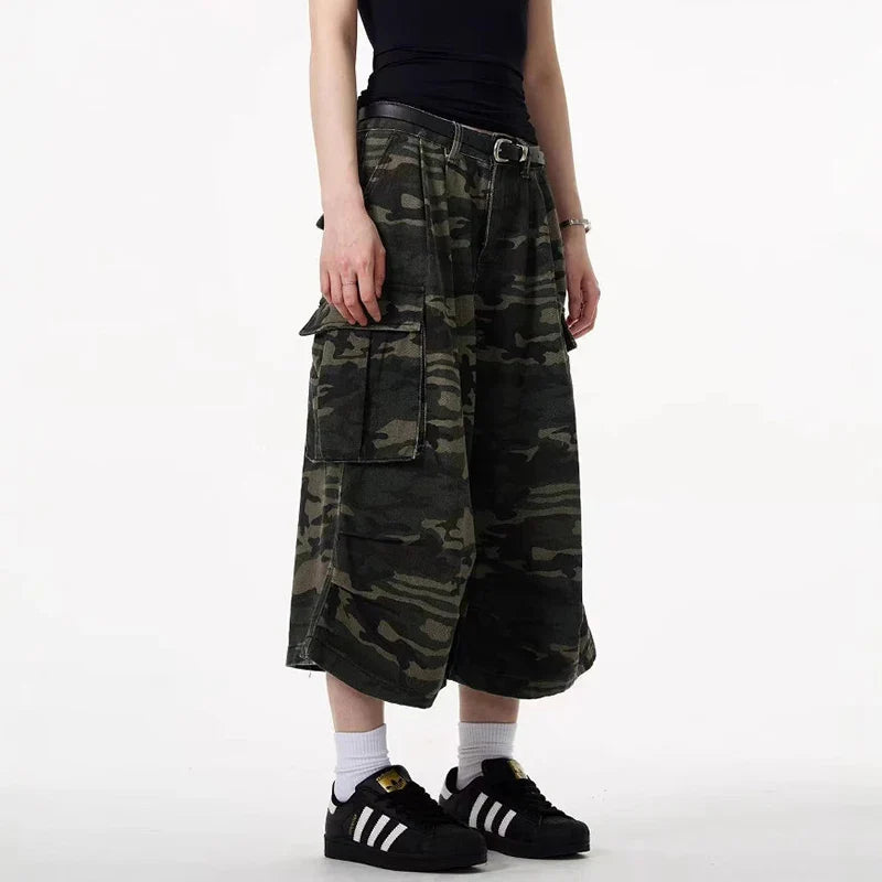 Woodland Wide Leg Denim Shorts