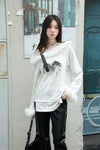 Women Elegant Dark-Craft Off Shoulder T-Shirt