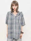 Hip Hop Hood Retro Plaid Loose Blouse