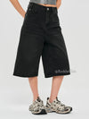 Women Cozy Soft Knit Black Denim Shorts