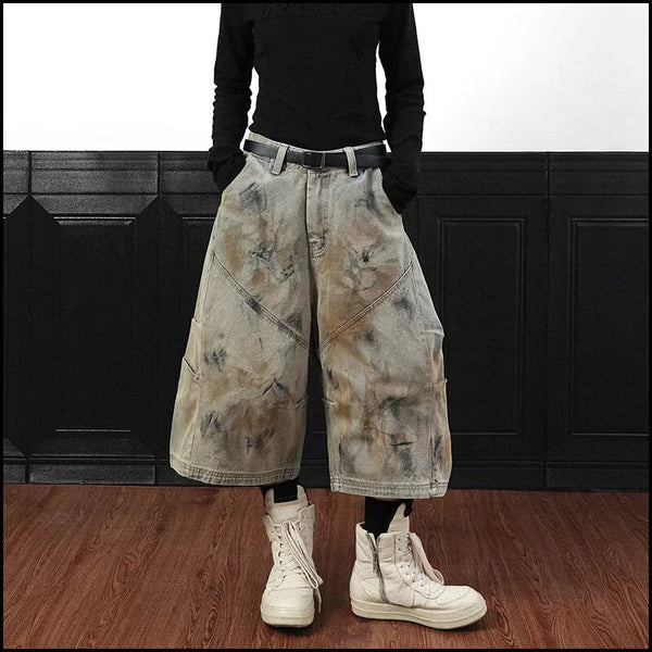 Heritage Rinse High Street Dyed Wide Leg Denim Shorts