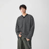 Line-Pattern Weekend Long Sleeve V-Neck T-Shirt