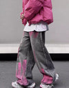 Pink Hand Painted Graphic Rinse Denim