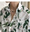 Vintage Palmiye Baskılı Gömlek, önden görünüm — Navra Wear