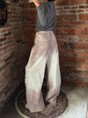 Durable High-Rise Raw Edge Bell Leg Utility Denim