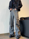2000s Metro Heritage Cyber Gray Pintuck Relaxed Denim