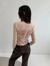 Sleeve Mesh Reversible Women T-Shirt