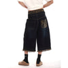 Woodland Mosaic Wide Leg Denim Shorts