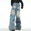 Men Layered Mosaic Bell Leg Denim