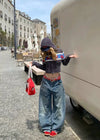 Western Style Relaxed Bell Leg Utility Denim