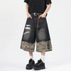 Modern Woodland Printed Relaxed Cropped Denim Shorts