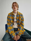 Tartan Contrast Lapel Statement Shirt
