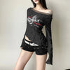 Noir Counter-Culture Mesh Spliced Long T-Shirt
