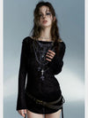 Black Darkwave Off-shoulder Long Sleeved Top