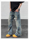2000s Heritage Faded Torn Bell Leg Denim