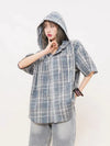 Hip Hop Hood Retro Plaid Loose Blouse