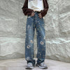 Oversized Flower Bell Leg Denim