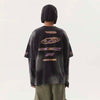 Aged Rough-Edge Acid-Rinsed Designed Print T-Shirt