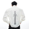Tonal Contrast Embroidered Lapel Top