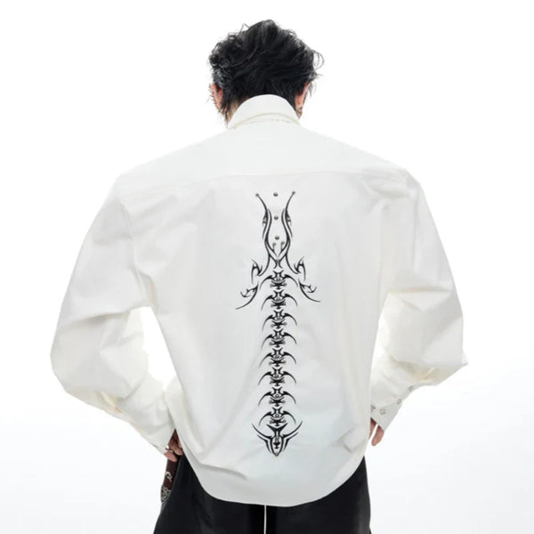 Tonal Contrast Embroidered Lapel Top alternatif görünüm