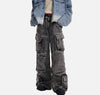 2000s Dark Japanese Style Bell Leg Utility Denim
