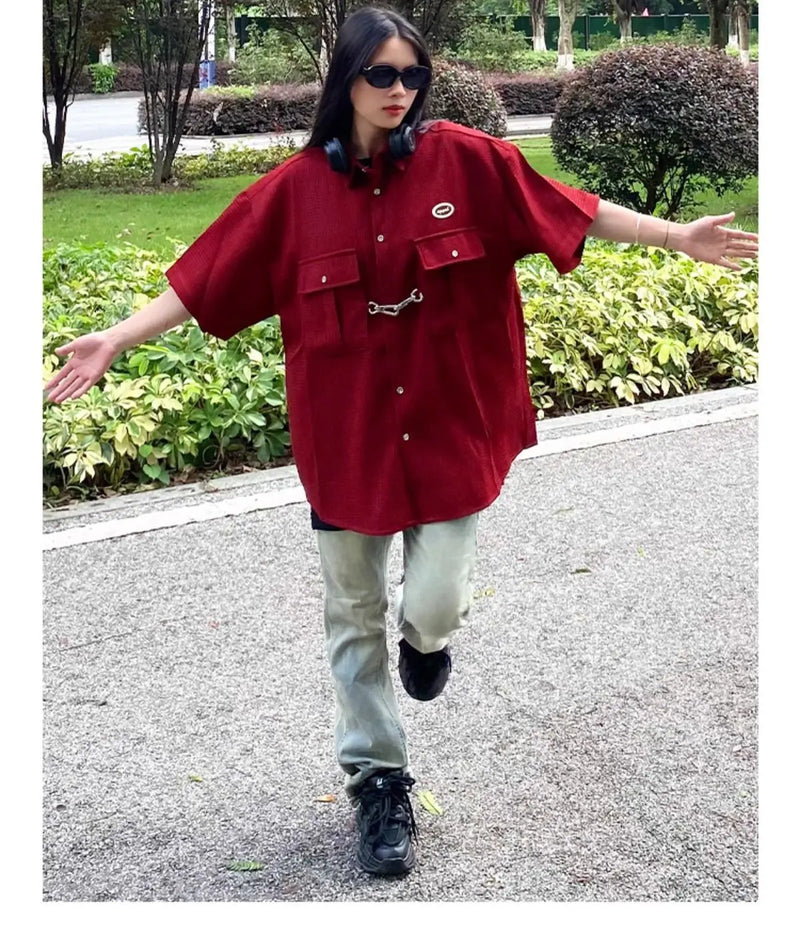 Vintage Hip-Hop Baskılı Gömlek, arka görünüm — Navra Wear