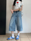 Versatile Blue Faded Relaxed Denim Shorts