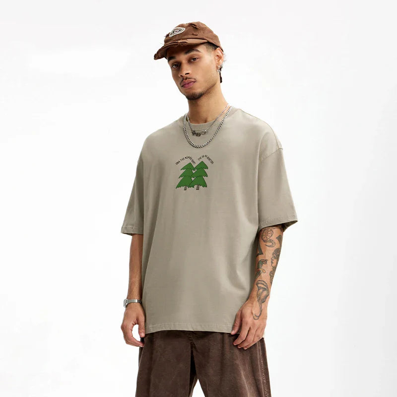Oversize Print Tree Pine Heavyweight T-Shirt