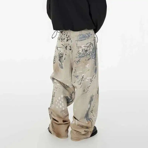 Hand-Painted Graphic Faded Denim alternatif görünüm
