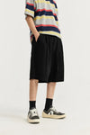 Sleek Pintuck Suit Denim Shorts