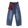 Classic Sleek Plaid Printed Relaxed Denim