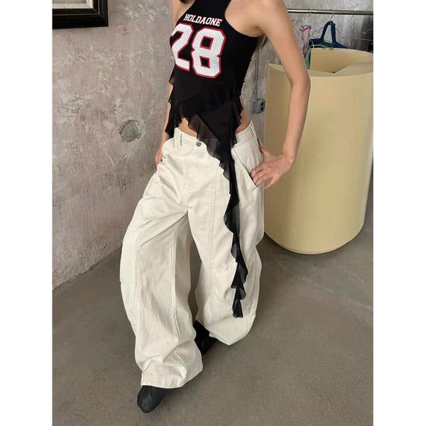 2000s White Classic Boyfriend Denim alternatif görünüm