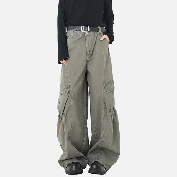 2000s Classic Pintuck Wide Leg Street Pants