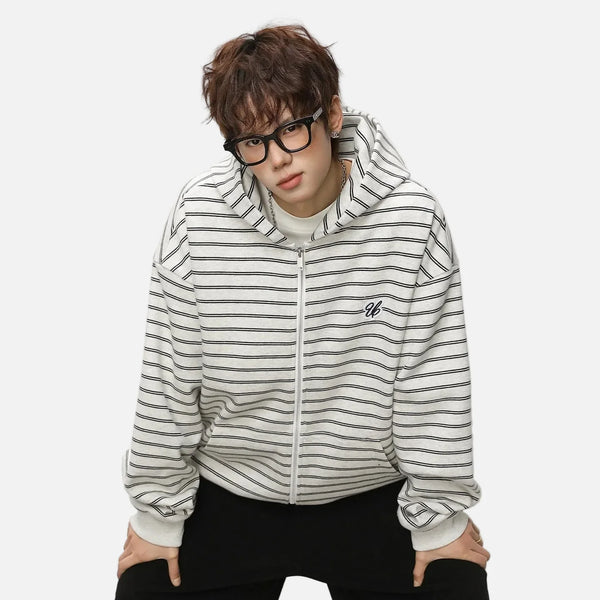 Stripe Stitch Boxy Y2K Hood alternatif görünüm