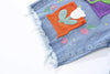 Heritage Botanical Knitted Pattern Denim Shorts