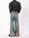 Heritage Faded Studded Leather Mosaic Denim